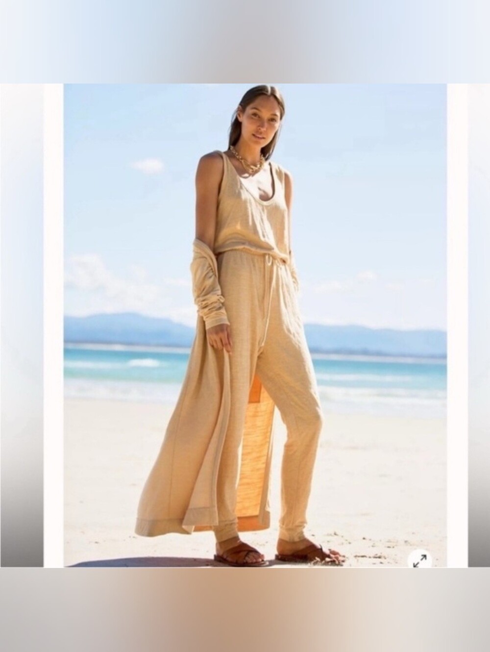 Free People Bicoastal Romper Set in Papaya Sun - Picture 9 of 9